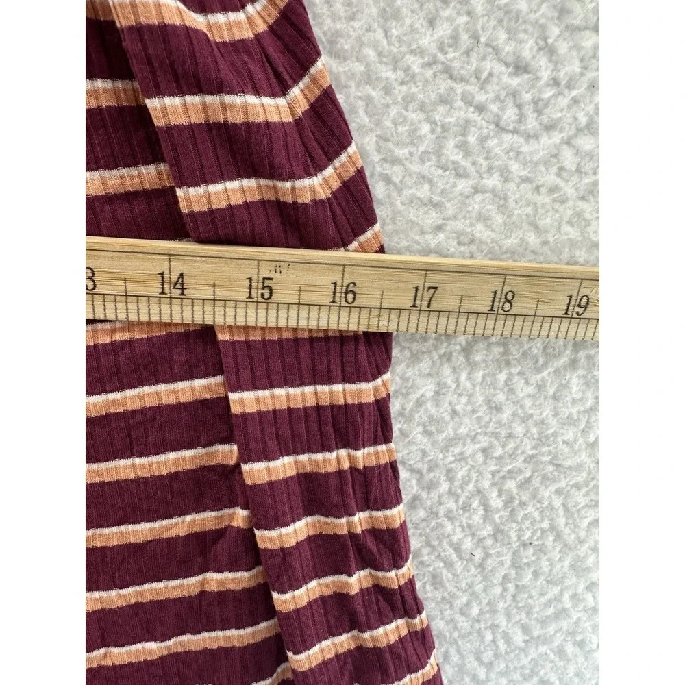 Jenni Intimates Cami‎ Top Striped Ribbed Sleeveless Casual Burgundy Size S